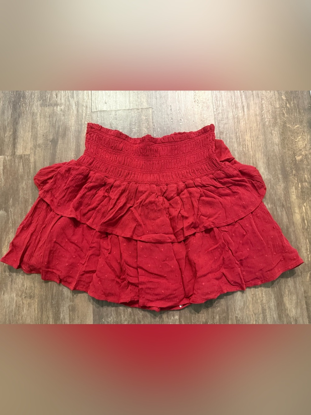 Altar'd State Vibrant Red Tiered Ruffle Mini Skirt